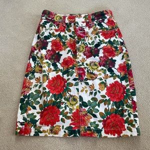 Anthropologie floral denim skirt with pockets